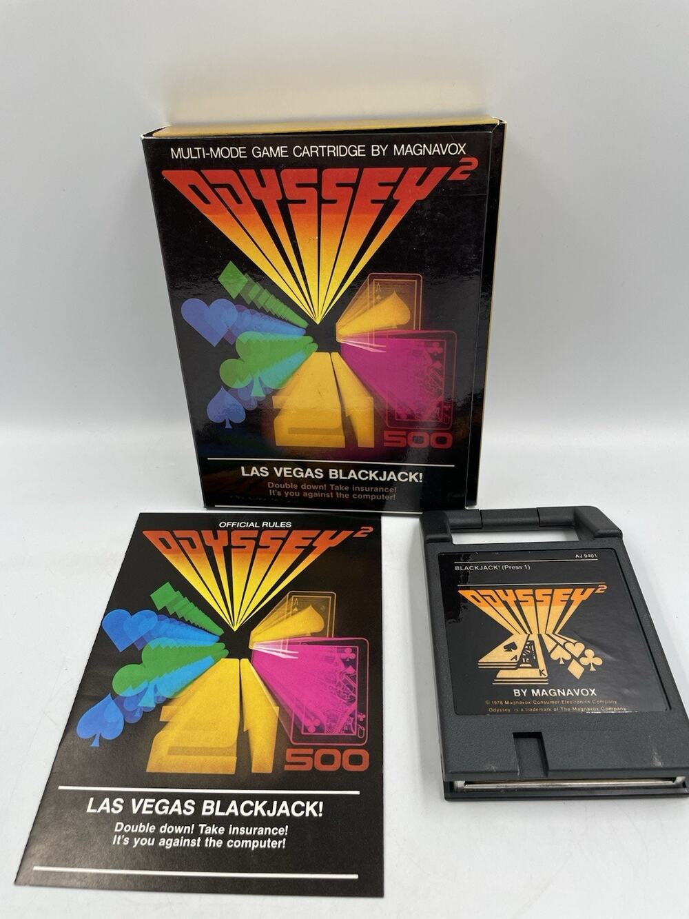 Odyssey2 Las Vegas Blackjack! 1978 Video Game With Original Manual & Box